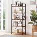 Industrial Bookshelf, Etagere Bookcases and Book Shelves 5 Tier, Rustic Wood and Metal Shelving Unit