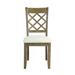 Beige Linen Fabric Dining Chairs Wood Slatted Back Side Chairs 2-pc