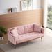 Pink Sleeper Loveseat Nailhead Trim Backrest Reclining Sofa w/ Pillows
