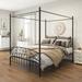 Queen Size Metal Canopy Bed Frame with Headboard and Footboard