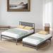 Full Size Platform Bed Featuring the Adjustable Trundle ,Made Of Pine Wood And High-Quality MDF,Assembly required