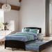 Twin size Elegant Design Platform Bed while A Roll-out Trundle, Minimal Space,High-quality Solid Pine Wood