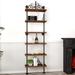 Industrial Pipe Shelf Rustic Wood Wall Shelf Ladder Bookshelf Wall Mounted Storage Decor Shelf - 9.8"D x 24"W x 79"H