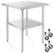 30x30 Inch NSF Commercial Stainless Steel Prep & Work Table w/ Wheels - 30" x 30"