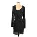 White House Black Market Cocktail Dress - Sweater Dress: Black Marled Dresses - Women's Size 2