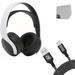 Pre-Owned Play Station Pulse 3D Wireless White Headset With 10Foot Bolt Axtion Cable Bundle (Refurbished: Like New)