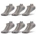 Men Ankle Compression Running Socks 6 Pairs Cushioned Low Cut Athletic Socks with Arch Support (XL(43-47cm) Light gray)