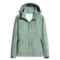 iOPQO Jackets for Women Rain Jacket Women Women s Autumn And Winter Solid Color Maple Print Windproof And Rainproof Hooded Coat Breathable Outdoor Jacket Coats for Women Winter Coat Green 3XL