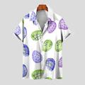 DDAPJ pyju Easter Shirts for Men Funny Easter Eggs Print Button Down Shirt Short Sleeve Hawaiian Bowling Shirt Casual Aloha Shirt Summer Holiday Beach Party Tops Deals of Today White L