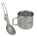 Lixada Titanium Cup and Spork Set Lightweight Cookware for Camping Hiking Backpacking