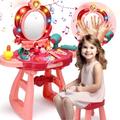 JoyStone Toddler Vanity Set Pretend Princess Girls Vanity Table with Mirror Cosmetics and Hair Dryer Kids Vanity Table and Chair Set for 2 3 4 5 Year Old Girls (Pinkï¼‰