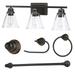 Forclover 3-Light Vanity Light Bathroom Light Fixtures Vanity Light Over Mirror Oil Rubbed Bronze Finish with Clear Glass Shade