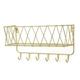 Hook Rack Metal Wire Key Holder Entryway Shelf with Metal Wire Key Basket Mail Key Holder Iron Punching Hook Wall-Mounted Gold