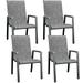 ELPOSUN Outdoor Patio Dining Chairs Set of 4 Stackable Aluminum Chairs with Armrest Durable Frame for Lawn Garden Backyard Dark Gray