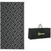 Outsunny Outdoor Rug & Bag 9 x 18 Plastic Rug Black Gray Geometric