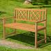 Royard Oaktree 46 Garden Bench Outdoor Wood Patio Bench with Grid Backrest and Wide Armrest Two Person Loveseat Chair with Slanted Seat for Patio Yard Porch Lawn