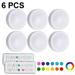 6pcs Night Light with 16 Colors Changeable LED Puck lightings Battery Powered dimmable Under Cabinet Lights Wireless with 2 Remote Controls & Timing Function gticphyj