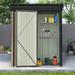Kadyn Horizontal Outdoor Storage Shed Cabinet Garden Shed Metal Sloped Roof Storage Shed with Adjustable Shelves and Lockable Door for Trash Cans Garden Tools and Yard Equipment Brown