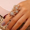 Teissuly Women Fashion Retro Diamond-Studded Geometric Star Opening