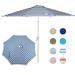 Aoodor 9FT Outdoor Patio Market Striped Umbrella Aluminum Frame with Push Button Tilt Crank and 8 Steel Ribs UV Protection for Garden Deck Backyard and Pool-Dark Blue and White