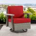 MeetLeisure Outdoor Polyethylene (PE) Wicker Swivel Rocker Chair Red