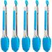 5-piece Kitchen Tongs Set 7-inch Silicone Tongs Heavy-duty Stainless Steel Silicone Small Tongs with Non-stick Silicone Head Suitable for Food Service Barbecue Salad Barbecue Etc. GTICPHYJ