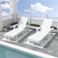 WestinTrends Shoreside Poly Reclining Chaise Lounge for Outdoor Patio Garden (Set of 2pcs) White