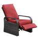 Skypatio Adjustable Reclining Outdoor Furniture Patio Resin Wicker Recliner Chair with Footrest Red