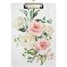 Coolnut Pink Rose & Hydrangea Flower Clipboards for Kids Student Women Men Letter Size Plastic Low Profile Clip 9 x 12.5 in Sliver Clip