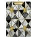 Coolnut Abstract Geometric Modern Marble Acrylic Clipboard Letter Size 9 x 12.5 Decorative Clipboard with Low Profile Silver Metal Clip for Office School Student Women