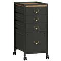 Danolapsi File Cabinet Vertical Mobile Filing Cabinet Fits A4 or Letter Size File Cabinet with 4 Drawer Fabric Vertical File Cabinet on Wheels Home Office Small Under Desk Storage Cabinet Black