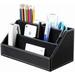 Wood Texture Leather Multifunctional Desk Organizer (Black) GTICPHYJ