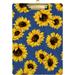 Coolnut Sunflower Yellow Floral Blue Clipboards for Kids Student Women Men Letter Size Plastic Low Profile Clip 9 x 12.5 in Golden Clip