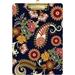 Coolnut Paisley Floral Ethnic Pattern Navy Blue Clipboards for Kids Student Women Men Letter Size Plastic Low Profile Clip 9 x 12.5 in Golden Clip