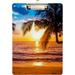 Coolnut Palm Tree Beach Sunset Summer Clipboards for Kids Student Women Men Letter Size Plastic Low Profile Clip 9 x 12.5 in Sliver Clip Golden Clip