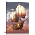 ONETECH Posters Cartoon Cartoon Poster Steampunk Blimp Hot Air Balloon Vintage Poster Canvas Painting Posters And Prints Wall Art Pictures for Living Room Bedroom Decor 12\x16\