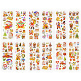 12 Pack Christmas Stickers Kids Xmas Craft Gift Home Decoration DIY Mixed-Style Randomly Sent for Fun