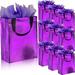 GITMIWS Sparkle Gift Bags with Tissues Ã¢â‚¬â€œ Set of 9 Purple Reusable Shiny Gift Bags Medium size - Ideal As Goodie Bags Birthday Gift Bag Party Favor Bags Wedding Gift Bags