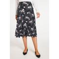 Bonmarche Black Floral and Spot Print Flippy Jersey Elasticated Skirt, Size: 10