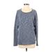 Forever 21 Contemporary Pullover Sweater: Blue Color Block Tops - Women's Size Small