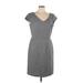 Tahari Cocktail Dress - Sheath: Gray Grid Dresses - Women's Size 12
