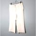 Anthropologie Pants & Jumpsuits | Anthropologie Ett:Twa Solid White Linen Cropp Wide-Leg Pants Poms Detail Size S | Color: White | Size: S