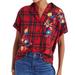 Madewell Tops | Madewell Embroidered Plaid Button-Down Oversized Central Shirt Size Medium | Color: Red | Size: M