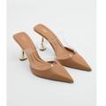 Zara Shoes | Last Zara High Heel Vinyl Mules | Color: Tan | Size: 6.5