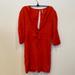 Free People Dresses | Free People Tied Together Mini Dress 3/4 Sleeves Euc Sz M A-Line Cotton | Color: Orange/Red | Size: M