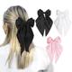 FOSROM 3 Pcs Hair Bows for Girls Hair Ribbons for Woman Pink Bow Girls Hair Bows for Women Ribbon for Hair Black Bow Girls White Hair Bow Hair Accessories for Woman(Black, White, Pink)