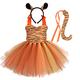 IMEKIS Children's Baby Girl Animal Cosplay Costume Princess Fancy Dress Tiger Tulle Dress with Headband and Tail 3-Piece Halloween Christmas Carnival Outfit Orange 7-8 Years