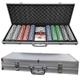 Summerlee Poker Set – Deluxe 500pc Texas Hold ‘em Poker Game with 500 Chips, Dealer Button, 5 Dice Die, 2 Decks of Cards in in Locking Padded Stainless Steel Casino Style Brief Case