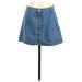 Forever 21 Denim A-Line Skirt Mini: Blue Solid Bottoms - Women's Size Large