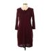 Atmosphere Casual Dress - Sheath Tie Neck 3/4 sleeves: Burgundy Print Dresses - Women's Size 12